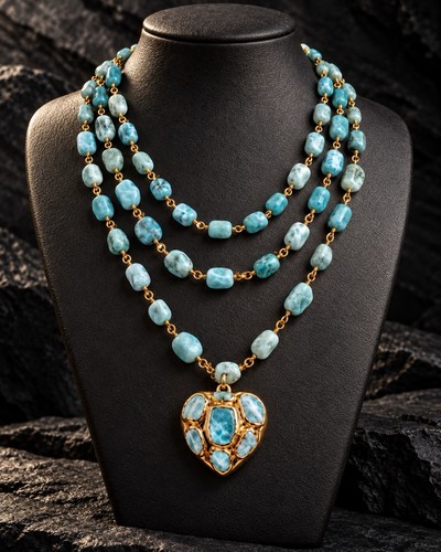 Natural larimar necklace - natural,